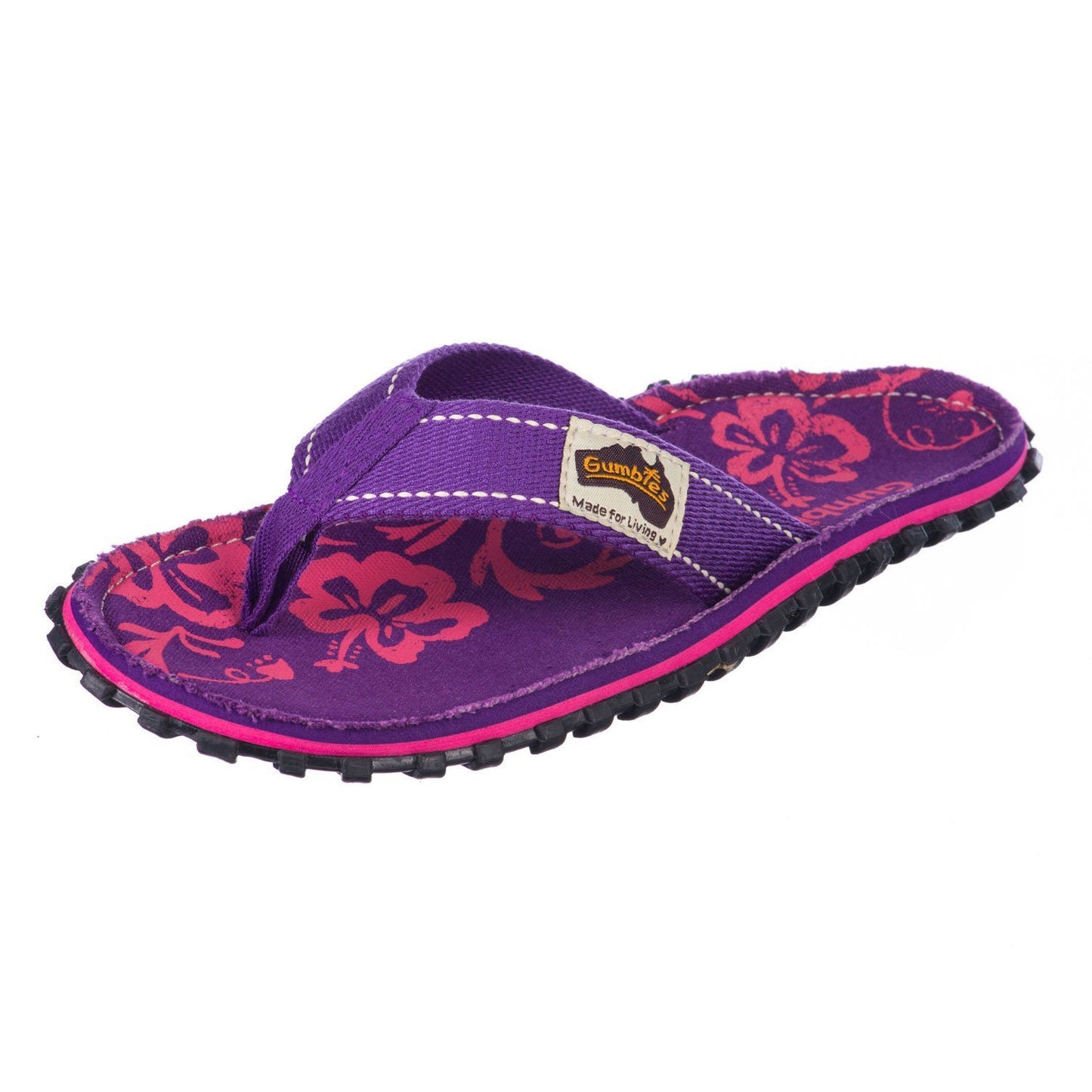 Gumbies - Islander Canvas Flip-Flops Purple Hibiscus Image 2